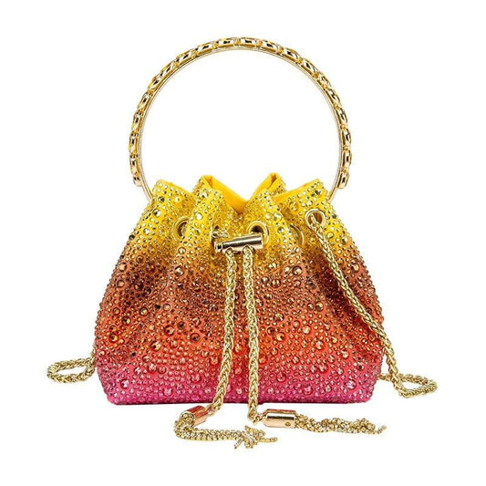 Maryori Handle Rhinestones Clutch Bag - Virago Wear - Accessories, Handbags, Sunset - Handbags