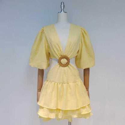 Nathy Lantern Sleeve Dress - Virago Wear - Dresses, Mini Dress - Dresses